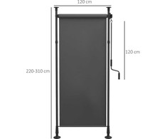 Outsunny vertikali markizė, apsauga nuo saulės, balkono užuolaida 120x220-310cm, atspari oro sąlygoms su alkūne, poliesteris, tamsiai pilka