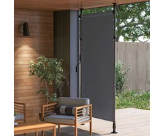 "Outsunny" vertikali markizė su apsauga nuo saulės, balkono roletas, 150 x 220-310 cm, balkono privatumo ekranas su rankenėle, oro sąlygoms atsparus sodo privatumo ekranas, poliesteris, tamsiai pilka