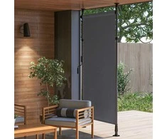 "Outsunny" vertikali markizė su apsauga nuo saulės, balkono roletas, 150 x 220-310 cm, balkono privatumo ekranas su rankenėle, oro sąlygoms atsparus sodo privatumo ekranas, poliesteris, tamsiai pilka