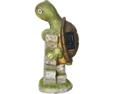 "Outsunny" vėžlio skulptūrėlė su LED saulės šviesa, 36,5 cm lauko ornamentas vejai, sodui, kiemui