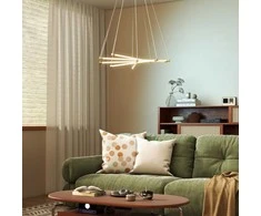 Pakabinamas šviestuvas HOMCOM LED lubinis šviestuvas, 50W, 5 reguliuojami šviesos vamzdžiai, pritaikomas, lubų šviestuvas svetainei, valgomajam, virtuvei, auksas+balta
