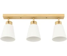 Pakabinamas šviestuvas HOMCOM LED lubų šviestuvas 40W, lubinė lempa su dvigubu tvirtinimu ir 90° kampu reguliuojamomis galvutėmis, su 3 E27 lizdais, natūralaus medžio