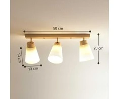 Pakabinamas šviestuvas HOMCOM LED lubų šviestuvas 40W, lubinė lempa su dvigubu tvirtinimu ir 90° kampu reguliuojamomis galvutėmis, su 3 E27 lizdais, natūralaus medžio