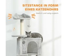 PawHut 160 cm Kačių draskyklė, kelių lygių, su sisaliniais draskymo stulpeliais, urveliais, pliušinėmis platformomis, hamaku, kopėtėlėmis, žaisliniais kamuoliukais