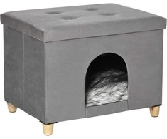 Pawhut 2-IN-1 pufas ir katės guolis viename - pilkas