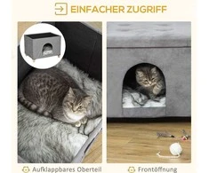 Pawhut 2-IN-1 pufas ir katės guolis viename - pilkas