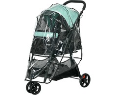 PawHut 2 in 1 vežimėlis šunims vežimėlis šunims su lietaus dangčiu sulankstomas šunims ir katėms iki 10 kg vežimėlis katėms su pagalvėlėmis tinkliniai langai durelės laikymo krepšys vežimėlis katėms vežimėlis vežimėlis žalias