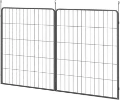 "PawHut" 2 prailginimų rinkinys 2 šunų tvoros plokštės lauko aptvarams, 80 x 100 cm plieninė šuniukų tvora, skirta mažiems ir dideliems šunims Juoda