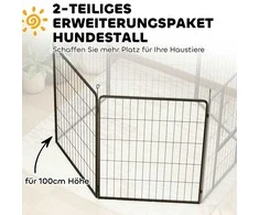 PawHut, 2 vnt. išplėtimo rinkinys, 2 šunų tvoros plokštės voljerui, 80 x 100 cm, plieninė šuniukų tvora, skirta mažų ir didelių veislių šunims, juoda