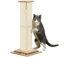 "PawHut 3-in-1" draskyklė, 87 cm draskyklė, sizalio draskyklė katėms su kamuoliuku, draskyklė katėms, kačių draskymo baldai, vidaus, ąžuolinė