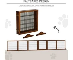 "PawHut" 6 dalių užtvara šunims, 432 x 70 cm Sulankstomi varteliai su 2 atraminėmis kojelėmis, laisvai pastatomi varteliai šunims, laiptų varteliai vidutinio dydžio šunims, skirti koridoriams, laiptams, kavai