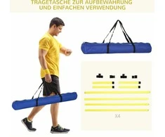 PawHut Agility kliūčių rinkinys, slalomo stulpai, šunų dresūros rinkinys, 4 x kliūtys, plastikas, geltona, 99x65x94cm | Aosom