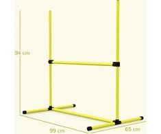 PawHut Agility kliūčių rinkinys, slalomo stulpai, šunų dresūros rinkinys, 4 x kliūtys, plastikas, geltona, 99x65x94cm | Aosom