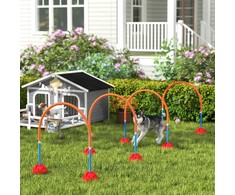 "PawHut Agility" rinkinys šunims 5 dalių užpildoma agility įranga šunų mokymui kliūčių rinkinys su reguliuojamomis agility durimis krepšys mokymo reikmenys koordinavimo mokymas žaidimų mokymui