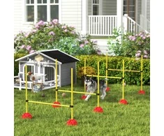 PawHut agility rinkinys šunims 5 dalių užpildoma agility įranga šunų mokymui kliūčių rinkinys su reguliuojamo aukščio kliūtimis krepšys mokymo reikmenys koordinacijos mokymas žaidimų mokymui
