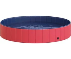 PawHut baseinas šunims XXL baseinas baseinas baseinas plastikas+medis Mėlyna Ø160xH30cm Vasaros pramogos