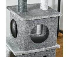 "PawHut Cat Tree" Aukšta kačių draskykė su katės nameliu, montuojama prie lubų, reguliuojamas aukštis 60 x 40 x 225-255 cm