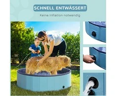Pawhut Didelis baseinas šunims, mėlynos spalvos, Ø120xH30 cm