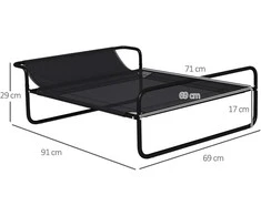PawHut lauko gultas šunims, paaukštinta guoliavietė su orui pralaidžiu tinkliniu audiniu, gultas mažiems ir vidutiniams šunims, juodas, 91 x 69 x 29 cm