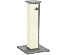 PawHut draskyklė 81 cm aukščio draskyklė iš sizalio su kamuoliuku, idealiai tinka katėms iki 5kg, skirta naudoti patalpose, pilkos ir kreminės spalvos