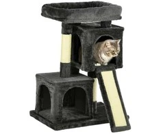 "PawHut" draskyklė 83 cm Maža kačių draskyklė su sizalio stulpeliais, kačių draskyklė, kačių laipiojimo medis, kačių medis, kačių baldų žaidimų medis mažoms katėms, tamsiai pilka