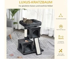 PawHut draskyklė 83 cm maža kačių draskyklė su sizalio stulpais, kačių laipynė, kačių baldai, žaidimų medis mažoms katėms, tamsiai pilka