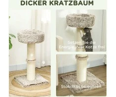 "PawHut" draskyklė 87 cm aukščio kačių medis su guoliu, storas kamienas, kačių draskyklė su sizalio draskyklėmis, skirta katėms iki 6kg, vidaus, ruda