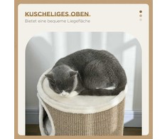 "PawHut" draskyklė, aukštis 70 cm, žaidimų statinė katėms, 3 lygiai, kačių draskyklė su 3 urvais, kačių medis, draskymo bokštas, sizalis, pliušas