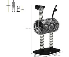 "PawHut" draskyklė katėms medis zebro dizaino laipiojimo tunelis džiuto stulpas juoda+balta 93cm