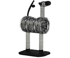 "PawHut" draskyklė katėms medis zebro dizaino laipiojimo tunelis džiuto stulpas juoda+balta 93cm