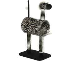 PawHut draskyklė katėms Zebra dizainas, laipiojimo tunelis, džiuto stulpai, juoda ir balta, 93 cm