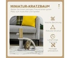 "PawHut" draskyklė maža, su masažu ir draskymo lenta, kačių draskyklė su draskymo lenta, pilka