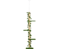 "PawHut" draskymo stovas, kačių draskymo stovas, aukštas iki lubų, 202-242 cm, laipiojimo medis, reguliuojamo aukščio kačių medis, žaidimų medis su apsauga nuo pakrypimo, džiutas, žalias+ geltonas