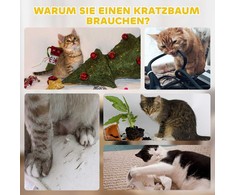 PawHut dviejų aukštų kačių draskymo statinė, 49 cm aukščio, Ø35,5 cm, su pliušiniu krašteliu, draskymo kilimėliu, 2 ertmės, chaki+kavos