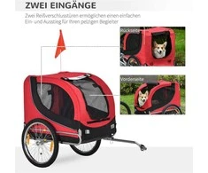 Pawhut Dviračių priekaba šunų transporteris raudona su juoda 130 x 73 x 90 cm