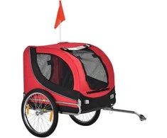Pawhut Dviračių priekaba šunų transporteris raudona su juoda 130 x 73 x 90 cm