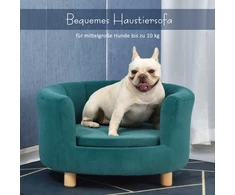 Pawhut Elegantiška sofa šunims su minkštu užvalkalu ir medinėmis kojomis, 65x64x37cm