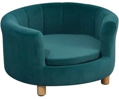 Pawhut Elegantiška sofa šunims su minkštu užvalkalu ir medinėmis kojomis, 65x64x37cm