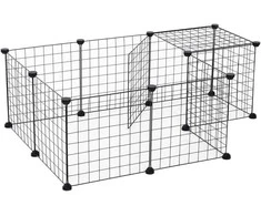 PawHut Free Run aptvaras mažiems gyvūnams Metalinis tinklelis Lauko aptvaras Lankstus juodas 106x73x36cm