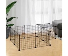 PawHut Free Run aptvaras mažiems gyvūnams Metalinis tinklelis Lauko aptvaras Lankstus juodas 106x73x36cm