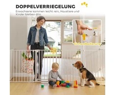 PawHut Gyvūnėlio aptvaras, 8 panelių barjeras su durelėmis, sulankstomas, mažiems ir vidutinio dydžio šunims, plastikas, anglies plienas, baltas