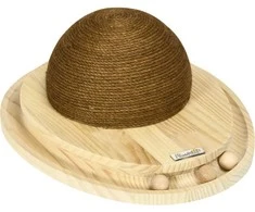 PawHut Interaktyvus žaislas katėms "2-in-1" su draskymo lenta ir kamuoliukų taku, džiutas, pušies mediena, gamta+kava, 39,5x32,5x14,5 cm