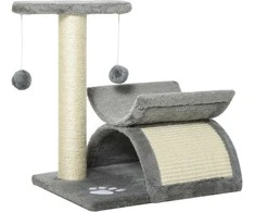 "PawHut" kačių draskyklė su žaidimų kamuoliuku, šviesiai pilka, L40xW30xH43 cm