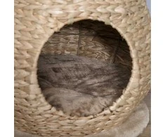 "PawHut" kačių medis, draskymo stovas, kačių baldai su urvu, kamuoliukas-žaislas, sizalis, minkštas pliušas, geltonos spalvos, aukštis 82,5 cm