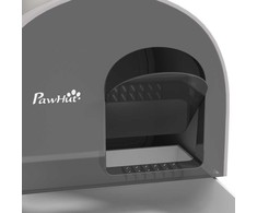 "PawHut" kačių tualeto dėžutės tualeto dangtis iki 5kg kačių tualeto dėžutės dangtis semtuvėlis ištraukiamas lovelis kačių kraiko kilimėlis plastikinis pilkas 43x44x47 cm