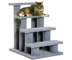Pawhut Laipteliai augintiniams 4 pakopos - pilkos spalvos 63.5x43x60cm