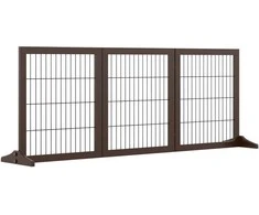 Pawhut Laisvai pastatoma medinė tvorėlė augintiniams, rudos spalvos, 185x36x71cm
