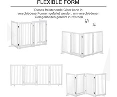 Pawhut Medinė apsauginė tvorelė augintiniams su 2 atraminėmis kojelėmis - Balta