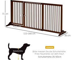 Pawhut Medinė laisvai pastatoma apsauginė tvorelė augintiniams 113-166x36x71cm
