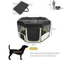 PawHut šuniukų aptvaras, 600D Oksfordo audinys, Ø120xH58cm, juodas